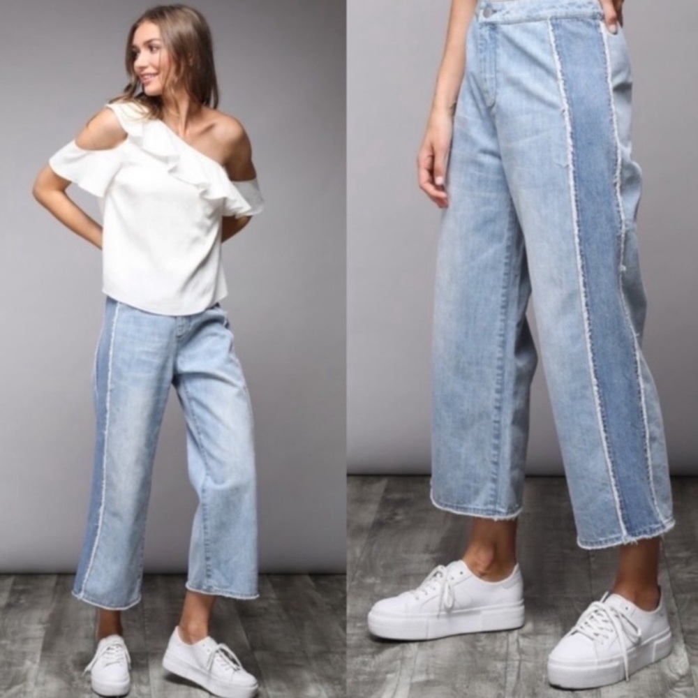 DO+BE Wide Leg Cropped Pocketless Jeans